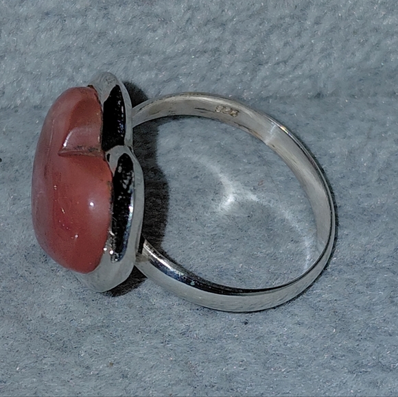 Strawberry Quartz Silver Heart Ring - Picture 13 of 15